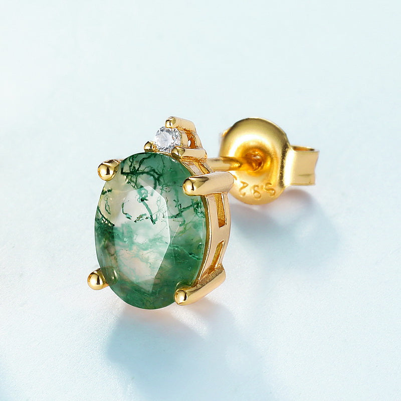Midori Moss Agate Stud Earrings