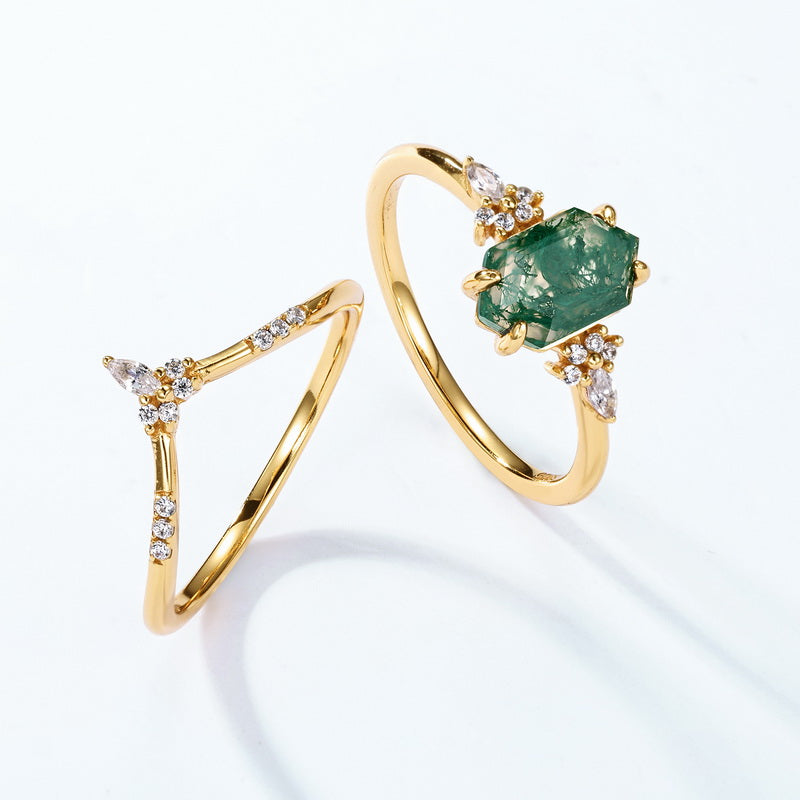 Queen of Moss Ring Set - Gold Plated